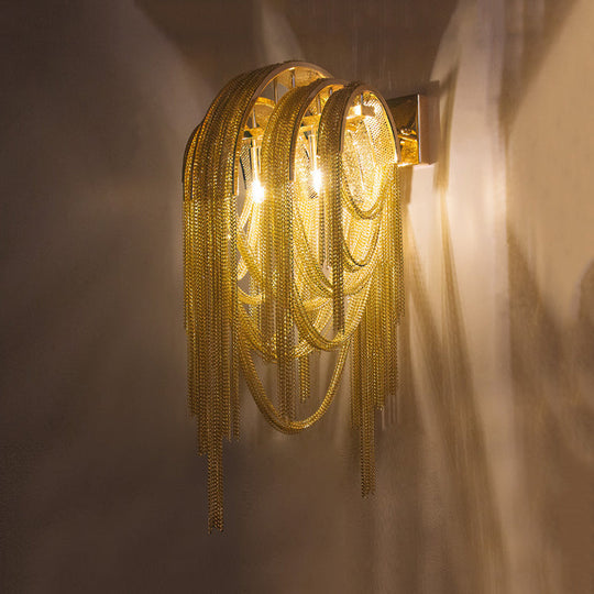 Modernist Gold Finish Tassels Wall Sconce - Aluminum Led Mount Lamp