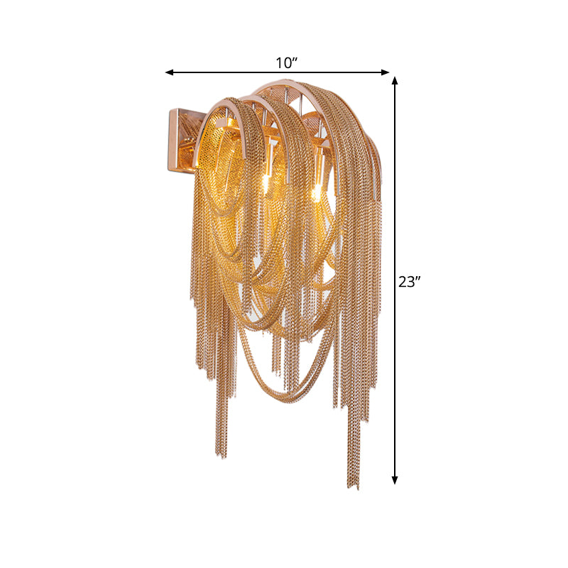 Modernist Gold Finish Tassels Wall Sconce - Aluminum Led Mount Lamp