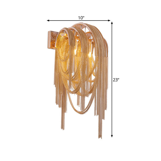 Modernist Gold Finish Tassels Wall Sconce - Aluminum Led Mount Lamp