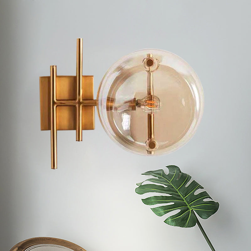 Postmodern Gold Finish Double Ball Glass Wall Sconce For Corners