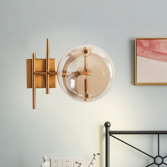 Postmodern Gold Finish Double Ball Glass Wall Sconce For Corners