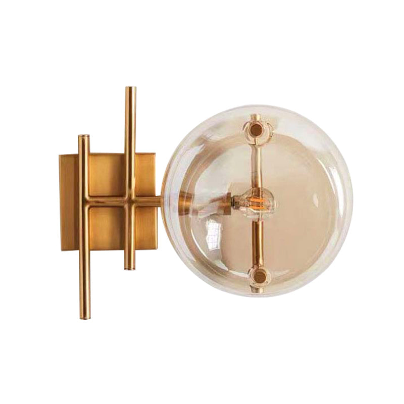 Postmodern Gold Finish Double Ball Glass Wall Sconce For Corners