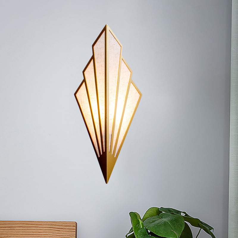 Modernist Folding Fan Metal Wall Sconce - 1-Light Gold Flush Mount Lamp