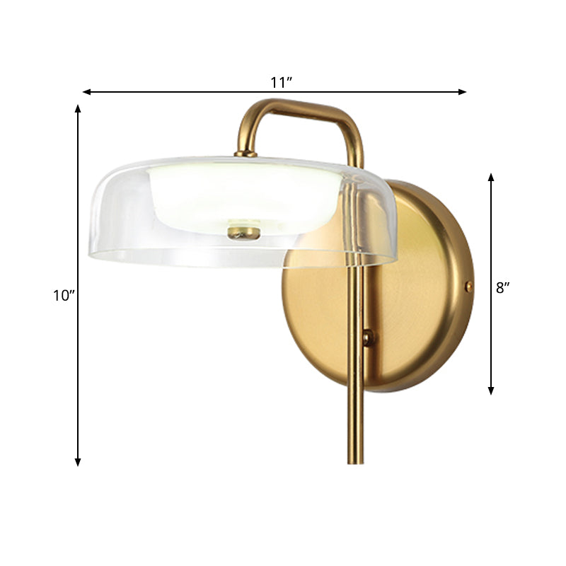 Post-Modern Gold Led Bedside Wall Sconce With Clear Glass Shade