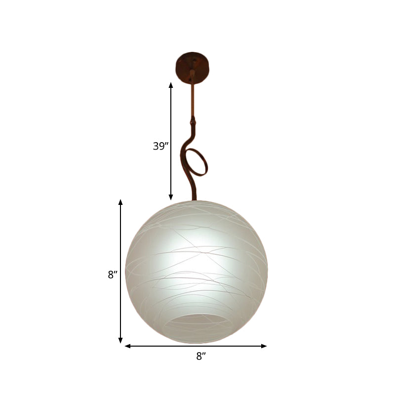 Modern White Glass Hanging Light Kit - Global 1 Bulb Pendant Lamp For Bedroom Ceiling