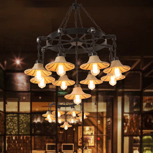 Almach - Stylish Warehouse Chandelier Light: Beige Metal Hanging Lamp  with