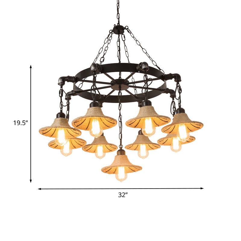 Almach - Stylish Warehouse Chandelier Light: Beige Metal Hanging Lamp  with