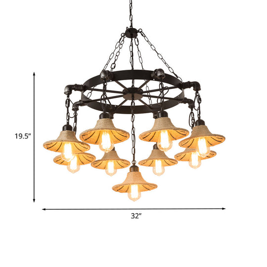 Almach - Stylish Warehouse Chandelier Light: Beige Metal Hanging Lamp  with