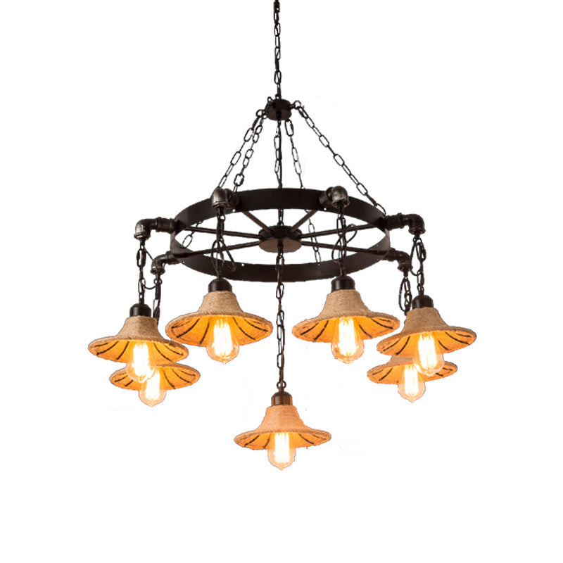 Almach - Stylish Warehouse Chandelier Light: Beige Metal Hanging Lamp  with