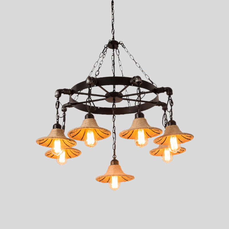 Almach - Stylish Warehouse Chandelier Light: Beige Metal Hanging Lamp  with