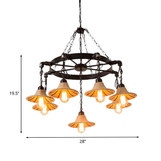 Almach - Stylish Warehouse Chandelier Light: Beige Metal Hanging Lamp With