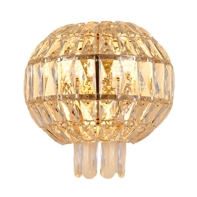 Contemporary Crystal Wall Sconce - Gold Finish Tiered Design 3 Bulbs