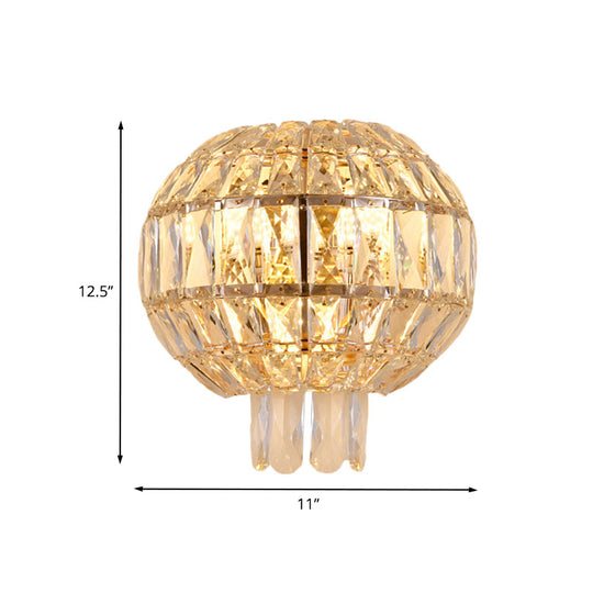 Contemporary Crystal Wall Sconce - Gold Finish Tiered Design 3 Bulbs