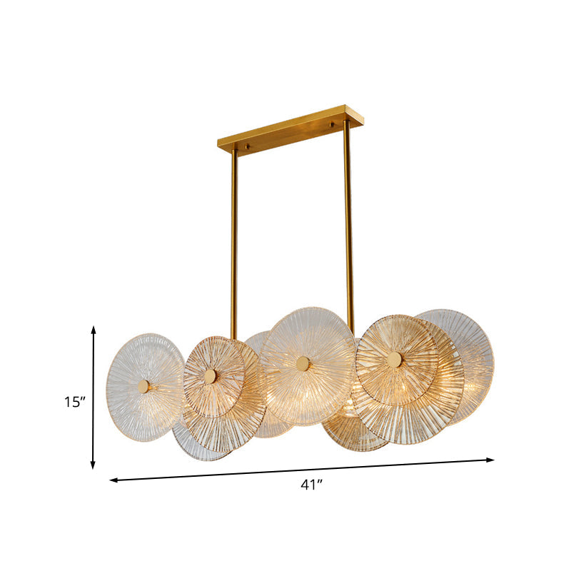 Modern Gold Pendant Light With Prismatic Glass Shade - 8-Bulb Dining Room Island Suspension Lamp