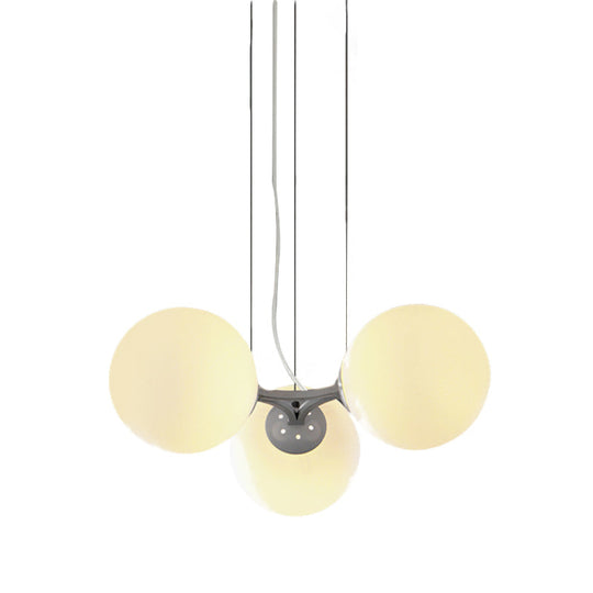 Modernist 3-Head Milk White Glass Ceiling Chandelier - Sleek Suspended Pendant Light