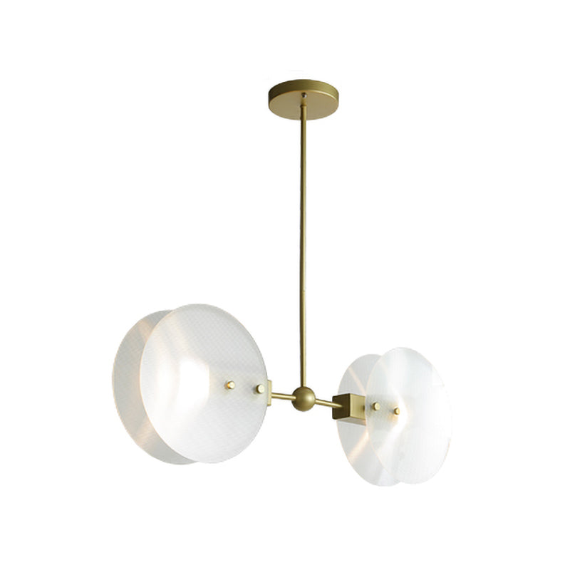 Gold Finish Acrylic Round Panel Chandelier Ceiling Lamp - Postmodern Design (2/3 Bulbs)