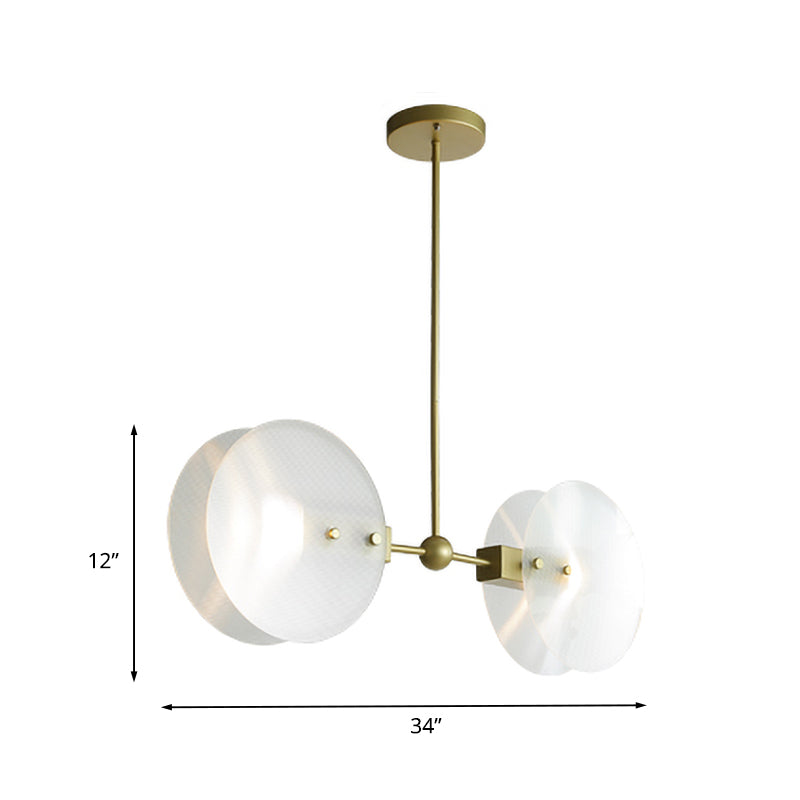 Gold Finish Acrylic Round Panel Chandelier Ceiling Lamp - Postmodern Design (2/3 Bulbs)