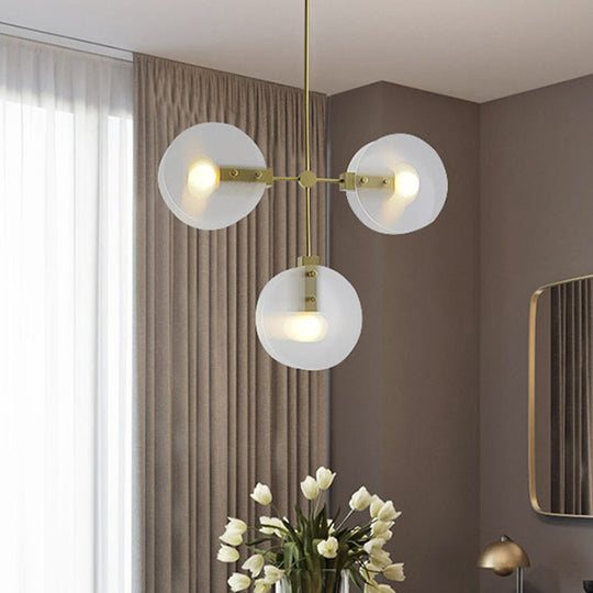 Gold Finish Acrylic Round Panel Chandelier Ceiling Lamp - Postmodern Design (2/3 Bulbs)