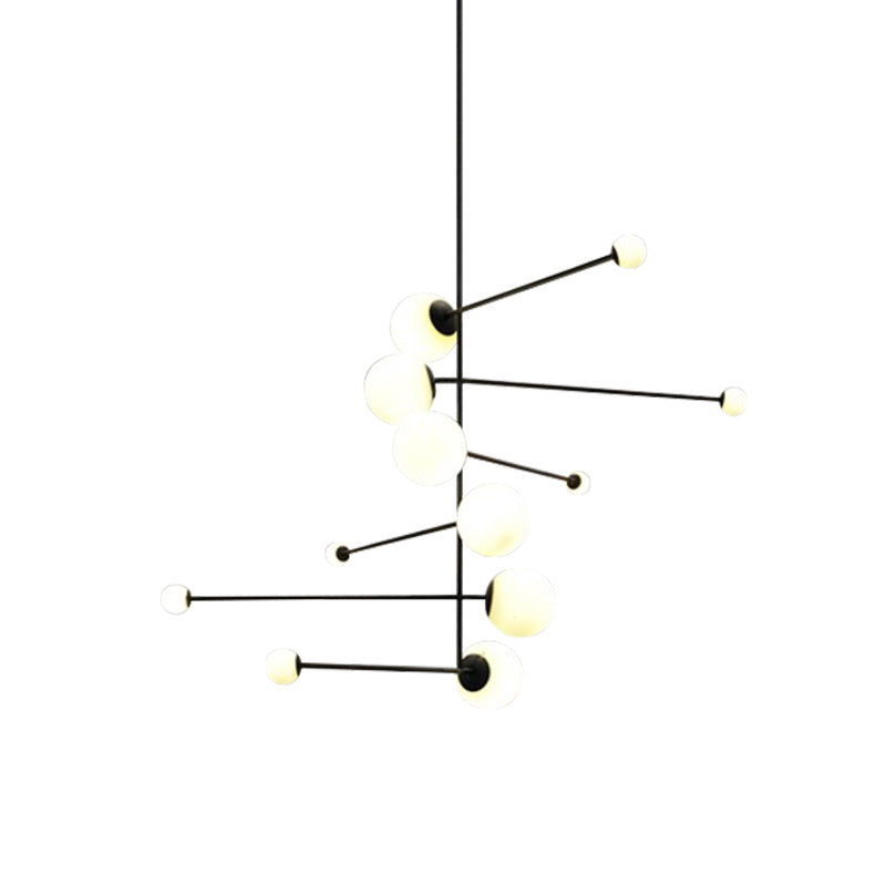 Modern Spiral Iron Chandelier With 12 Lights - Stylish Black Pendant For Restaurants