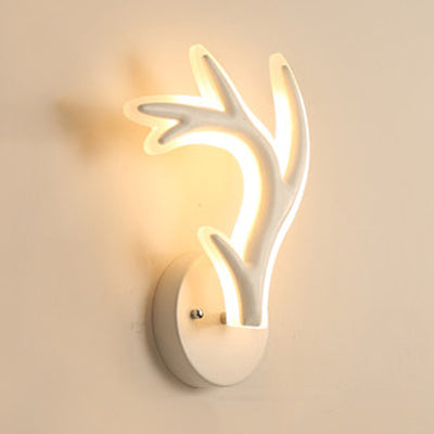 White Deer Horn Led Wall Light - Animal Style Acrylic Sconce For Bedrooms / A Warm