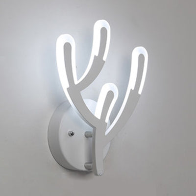 White Deer Horn Led Wall Light - Animal Style Acrylic Sconce For Bedrooms / B