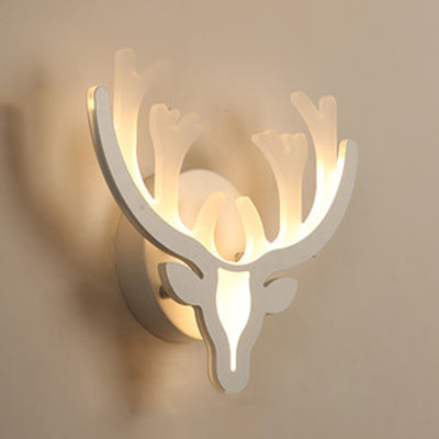 White Deer Horn Led Wall Light - Animal Style Acrylic Sconce For Bedrooms / D Warm