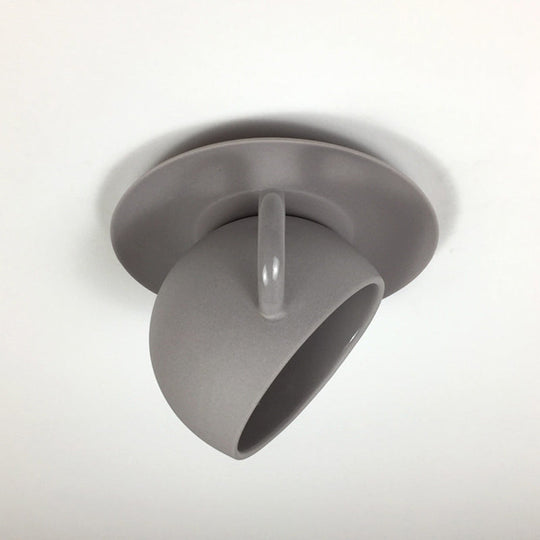 Ceramic Coffee Cup Flush Mount Ceiling Lamp - Rotatable LED Light in White/Grey/Blue