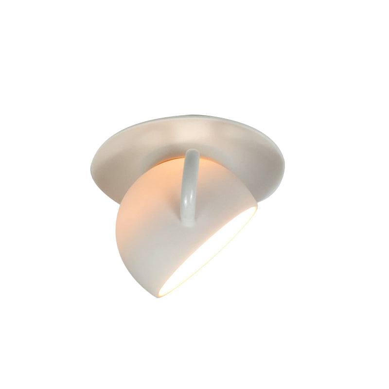 Ceramic Coffee Cup Flush Mount Ceiling Lamp - Rotatable LED Light in White/Grey/Blue