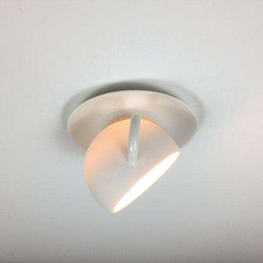 Ceramic Coffee Cup Flush Mount Ceiling Lamp - Rotatable LED Light in White/Grey/Blue