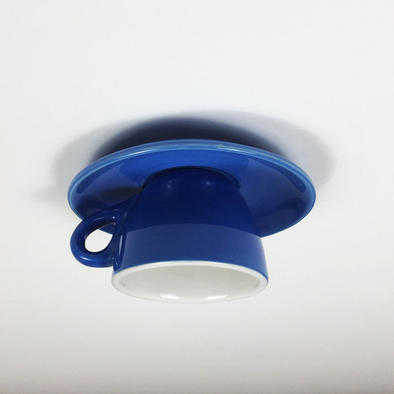 Macaron LED Flush Mount Ceiling Light in Pink/Blue/Yellow Ceramic Finish for Coffee Lovers