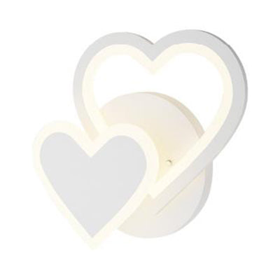 Modern Led Indoor Wall Lighting For Kids - White Acrylic Mount Light / Heart