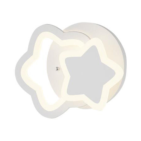 Modern Led Indoor Wall Lighting For Kids - White Acrylic Mount Light / Star Warm