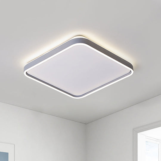 Modern Acrylic Flush Mount Ceiling Light In Grey For 16/19.5 Wide Spaces With Led Warm And White