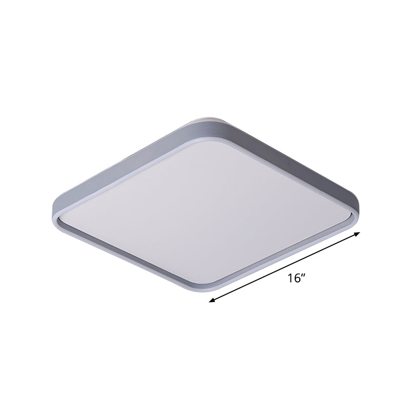 Modern Acrylic Flush Mount Ceiling Light in Grey for 16"/19.5" Wide Spaces, with LED Warm and White Lighting