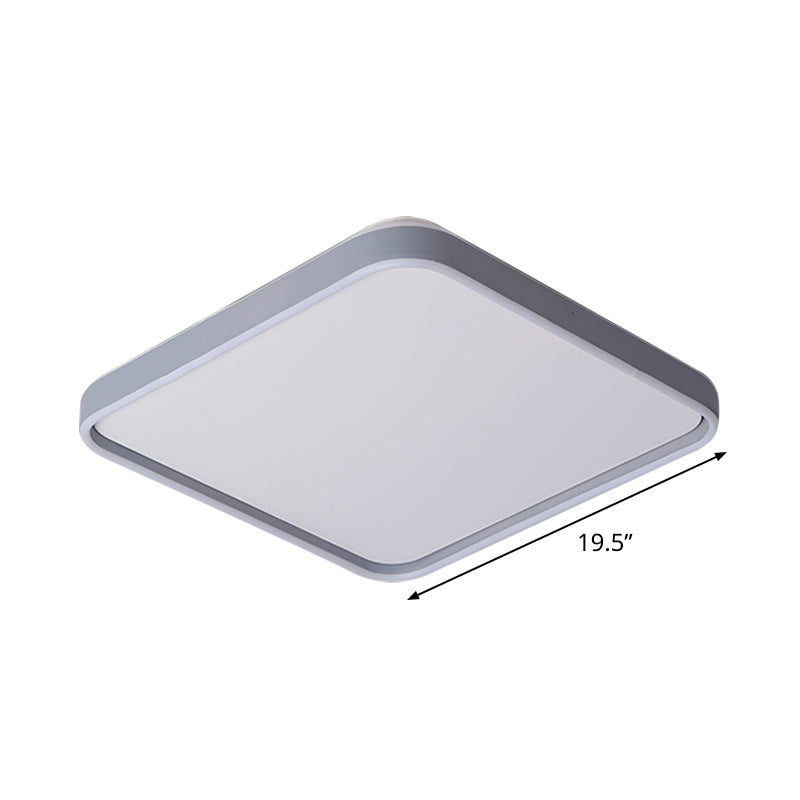 Modern Acrylic Flush Mount Ceiling Light in Grey for 16"/19.5" Wide Spaces, with LED Warm and White Lighting