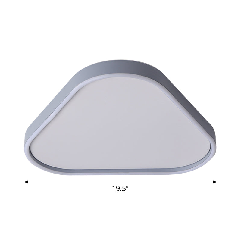 16"/19.5" Triangle Bedroom Flush Light Fixture Acrylic LED Ceiling Lamp in Grey, Warm/White Light