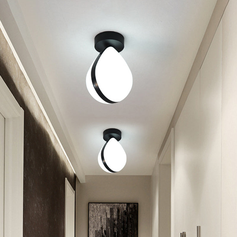 Waterdrop LED Flush Mount Ceiling Light in Warm/White for Corridor - Simple Acrylic Fixture in White-Black