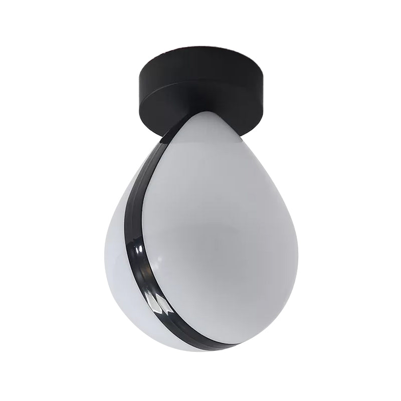 Waterdrop LED Flush Mount Ceiling Light in Warm/White for Corridor - Simple Acrylic Fixture in White-Black