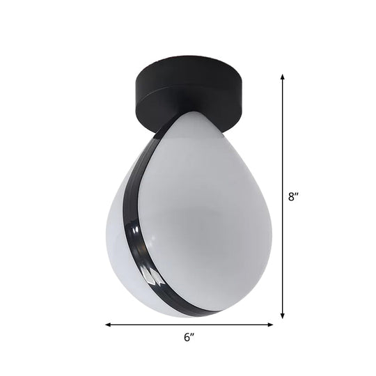 Waterdrop LED Flush Mount Ceiling Light in Warm/White for Corridor - Simple Acrylic Fixture in White-Black