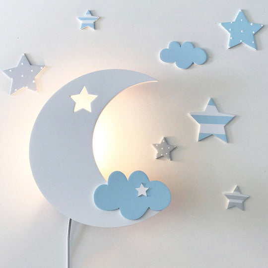 Cartoon Cloud Led Wall Sconce For Childs Bedroom - Energy Saving And Acrylic Material White / C