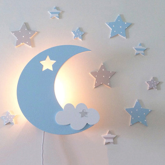 Cartoon Cloud Led Wall Sconce For Childs Bedroom - Energy Saving And Acrylic Material Blue / D