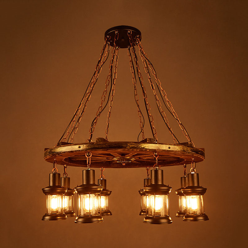 Talitha Borealis - Coastal Clear Glass Kerosene Dining Room Hanging Chandelier: 8 Lights,