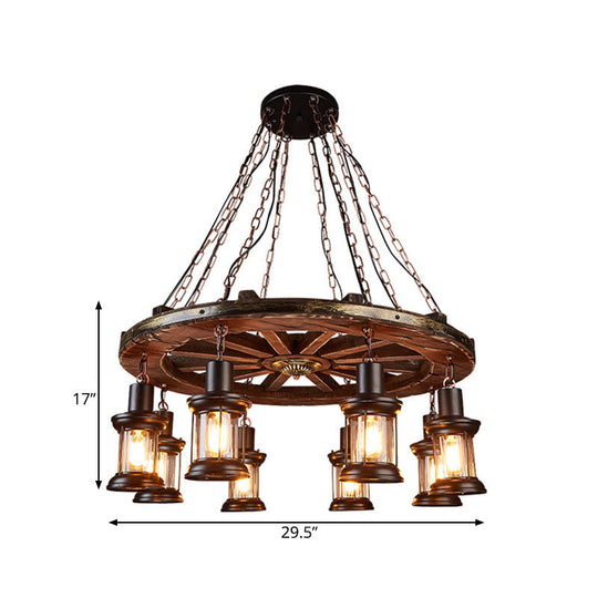 Talitha Borealis - Coastal Clear Glass Kerosene Dining Room Hanging Chandelier: 8 Lights,