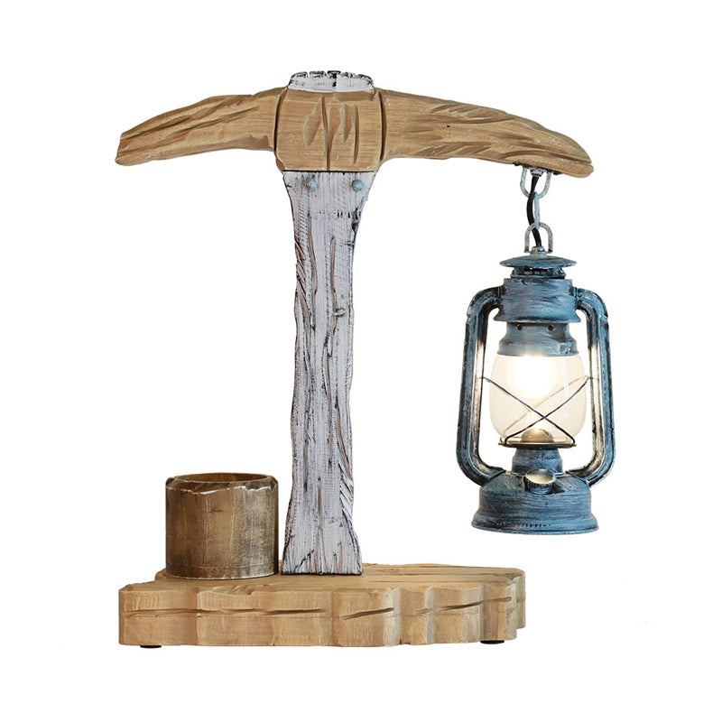 Grey Wood-Designed Kerosene Table Light For Study Room Desk Lighting