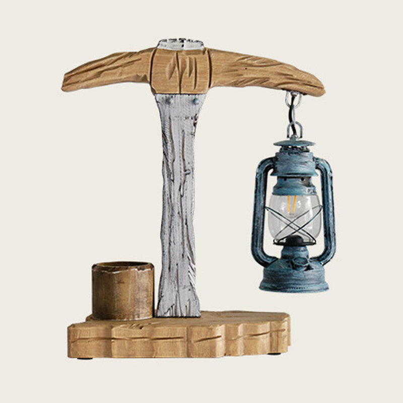 Grey Wood-Designed Kerosene Table Light For Study Room Desk Lighting