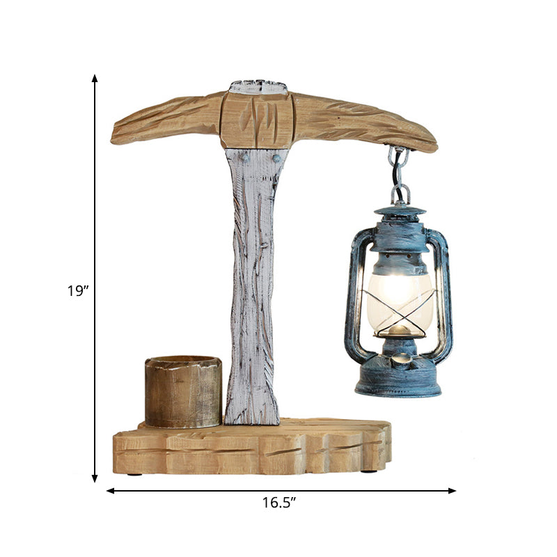 Grey Wood-Designed Kerosene Table Light For Study Room Desk Lighting