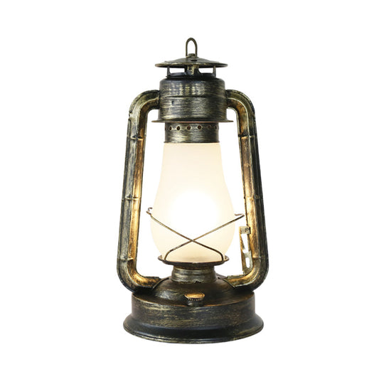 Coastal Style Kerosene Table Lamp - Opal Glass Brass Finish 1-Light Desk Lighting