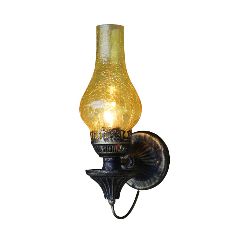 Yellow/Clear Crackle Glass Sconce Wall Light