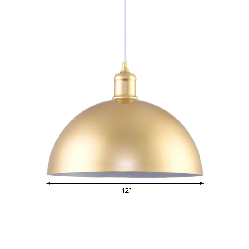 Gold Industrial Dome Hanging Light Height Adjustable Pendant For Bedroom 12/16 Diameter