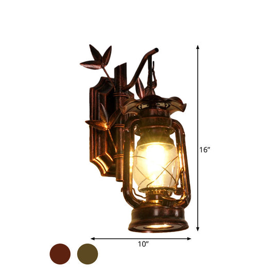 Bronze/Copper Industrial Lantern Sconce With Clear Glass - Wall Mount Light Fixture